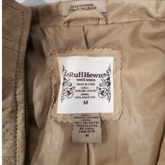 Ruff Hewn Women’s M 100% Suede Leather Zip Up Jacket Vintage - Picture 2 of 4